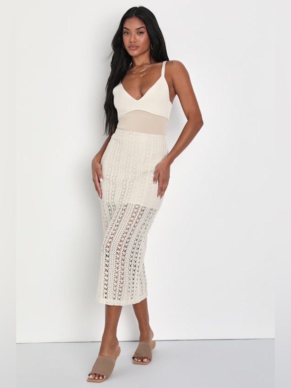 Lulus Crochet Midi Skirt